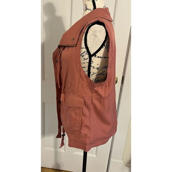 BKE Women's Large Withered Rose Pink Zip Snap Front Vest Jacket Utility Pockets - Picture 9 of 14